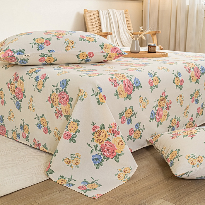 91家纺网 家纺一手货源 找家纺 芃成家纺 2025新款加厚老粗布床单 繁花