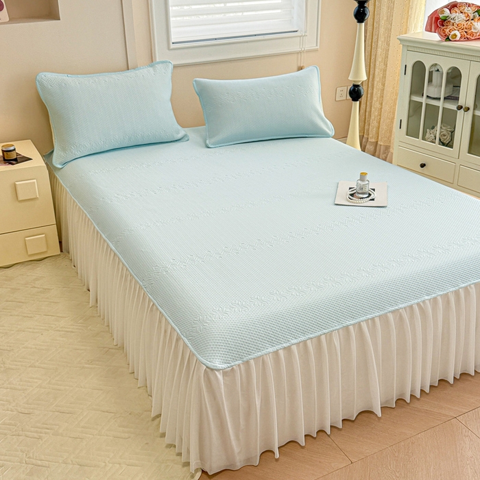 91家纺网 家纺一手货源 找家纺 布卢姆床垫 2025新款A类PE乙纶冰豆豆凉席床裙款 雪花