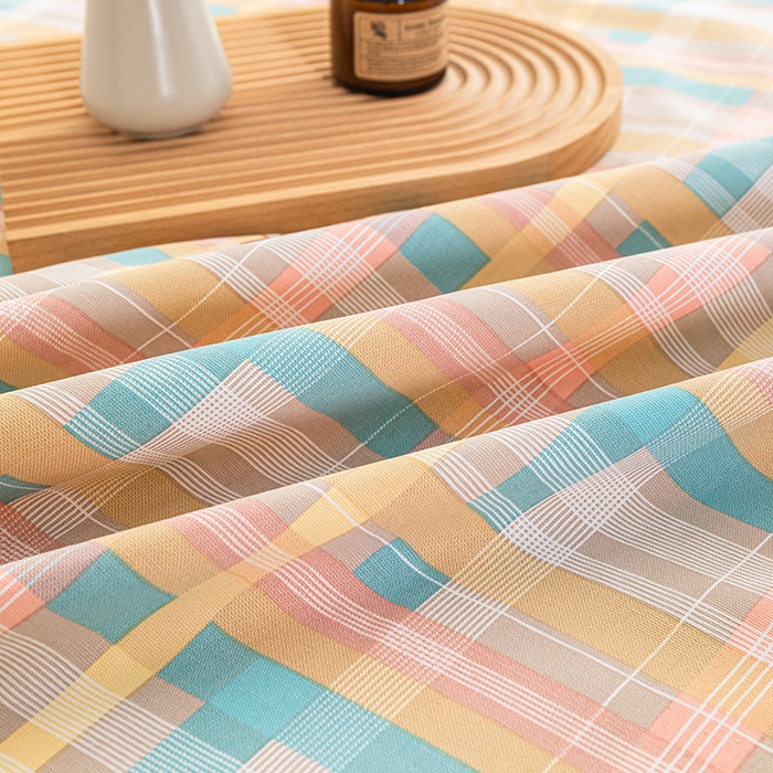 91家纺网 家纺一手货源 找家纺 芃成家纺 2025新款加厚老粗布床单 彩格兔