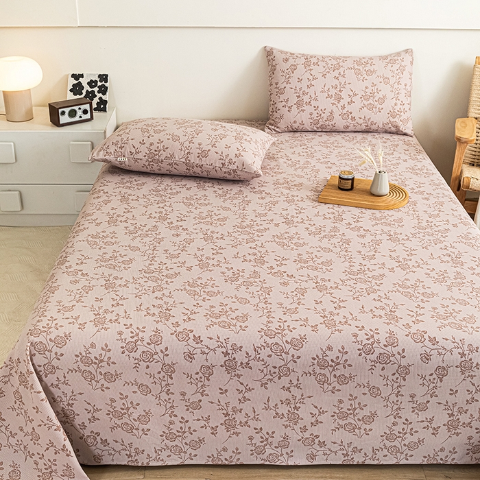 91家纺网 家纺一手货源 找家纺 芃成家纺 2025新款加厚老粗布床单 素秋-咖