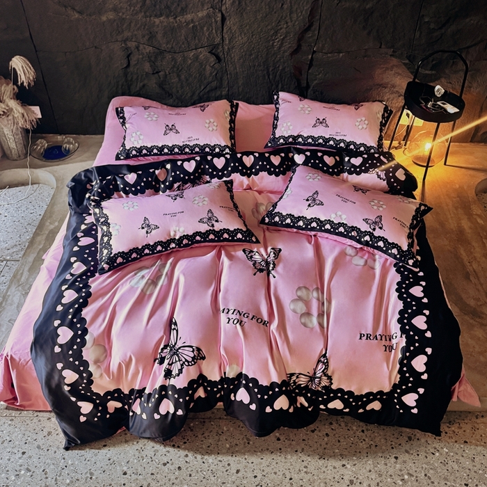 91家纺网 家纺一手货源 找家纺 丽斐纺织 2025新款冰丝四件套 梦蝶珠园