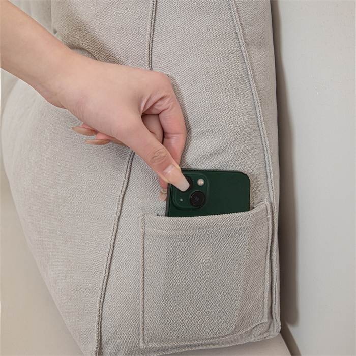 91家纺网 家纺一手货源 找家纺 沐沐家纺 2026新款雪尼绒三角靠背带头枕 浅灰