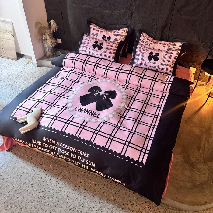 91家纺网 家纺一手货源 找家纺 丽斐纺织 2025新款冰丝四件套 黑粉格格