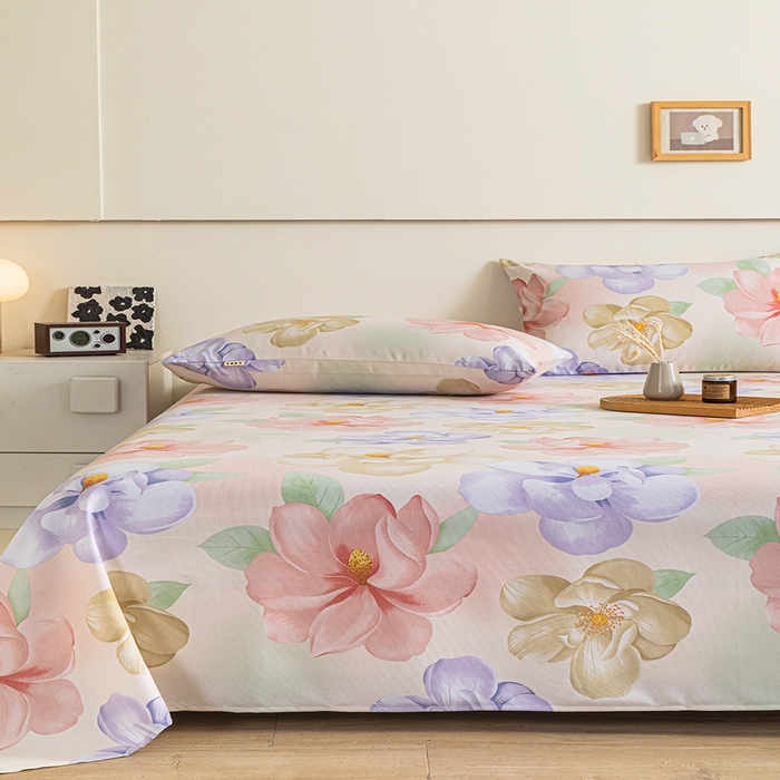 91家纺网 家纺一手货源 找家纺 芃成家纺 2025新款加厚老粗布床单 春日花开