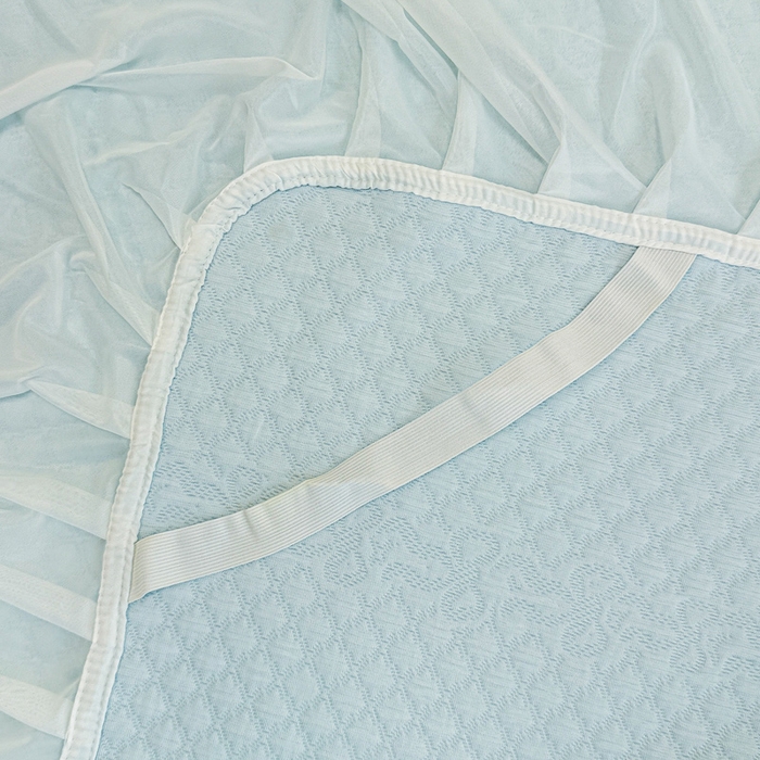 91家纺网 家纺一手货源 找家纺 布卢姆床垫 2025新款A类PE乙纶冰豆豆凉席床裙款 夏日藤萝 蓝