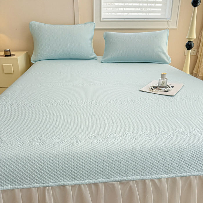 91家纺网 家纺一手货源 找家纺 布卢姆床垫 2025新款A类PE乙纶冰豆豆凉席床裙款 雪花