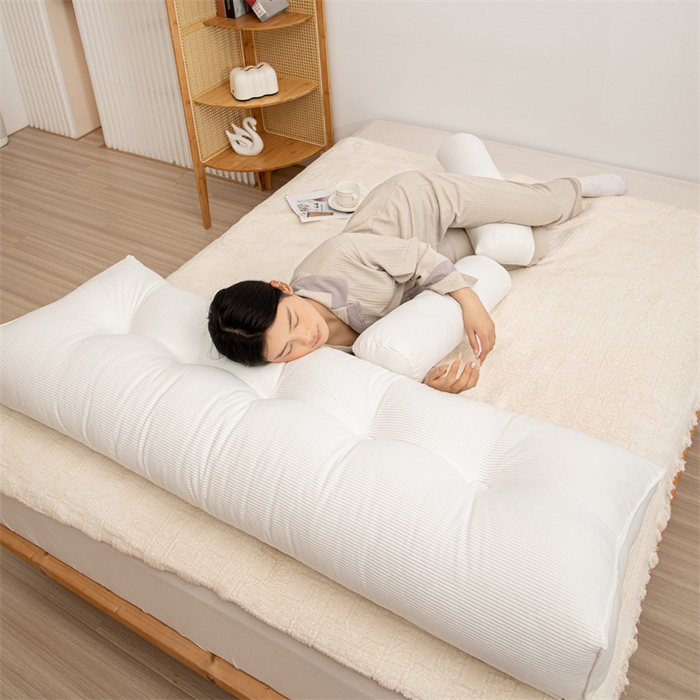 91家纺网 家纺一手货源 找家纺 沐沐家纺 2026新款灯芯绒三角靠背带头枕 白色