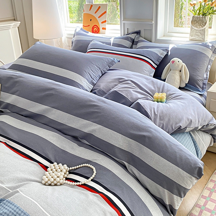 91家纺网 家纺一手货源 找家纺 天之爱 2025新款全棉印花四件套 沐光-灰