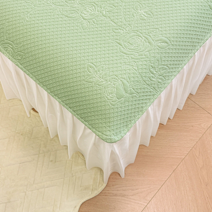 91家纺网 家纺一手货源 找家纺 布卢姆床垫 2025新款A类PE乙纶冰豆豆凉席床裙款 玫瑰花园