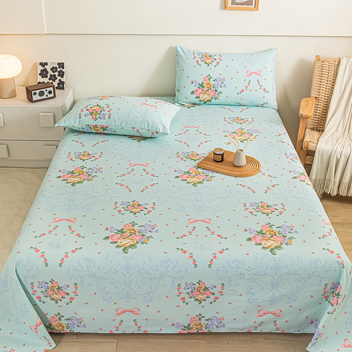 91家纺网 家纺一手货源 找家纺 芃成家纺 2025新款加厚老粗布床单 田园花卉