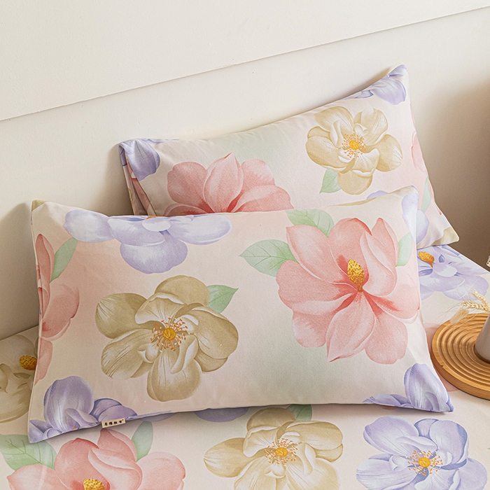 91家纺网 家纺一手货源 找家纺 芃成家纺 2025新款加厚老粗布床单 春日花开