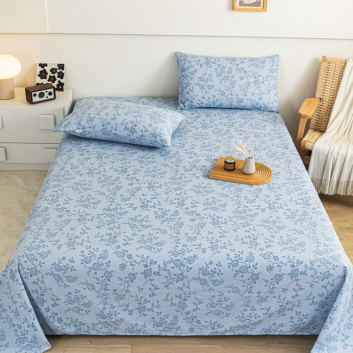 91家纺网 家纺一手货源 找家纺 芃成家纺 2025新款加厚老粗布床单 素秋-兰