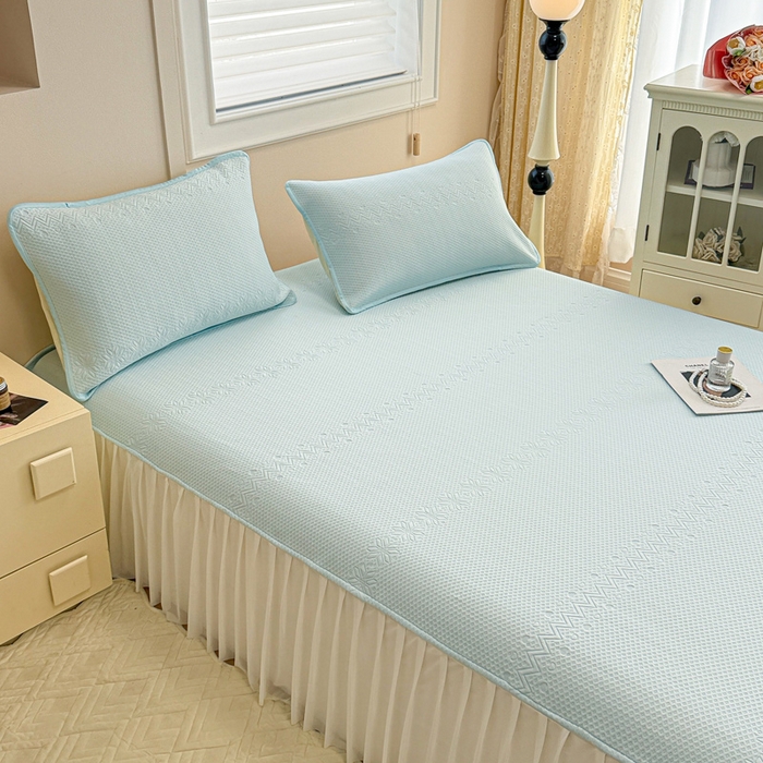 91家纺网 家纺一手货源 找家纺 布卢姆床垫 2025新款A类PE乙纶冰豆豆凉席床裙款 雪花