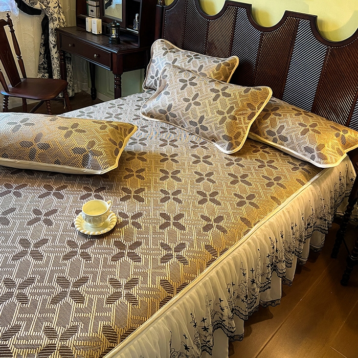 91家纺网 家纺一手货源 找家纺 网红馆（ck家纺） 2025新款可脱卸床裙款冰藤席-盛夏繁星 夏巧