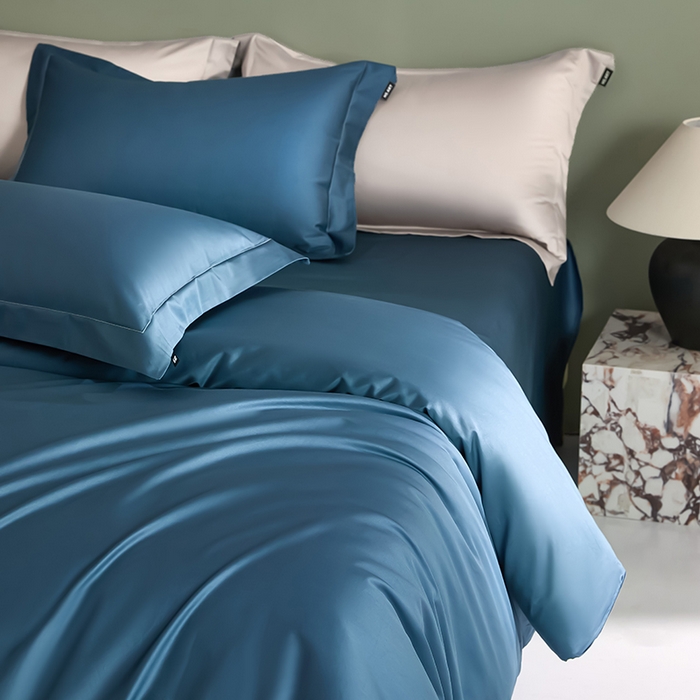 91家纺网 家纺一手货源 找家纺 禾时 2025新款轻奢A类100SPro新疆长绒棉四件套全棉纯棉高定款 宾利蓝