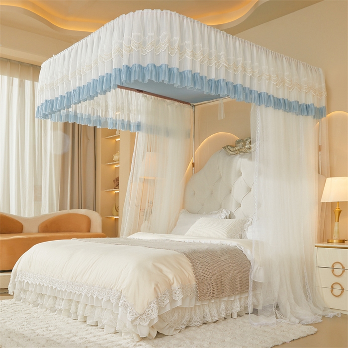 91家纺网 家纺一手货源 找家纺 迪凡保罗蚊帐 2025新款2513款双轨铝合金落地导轨蚊帐 欧白色