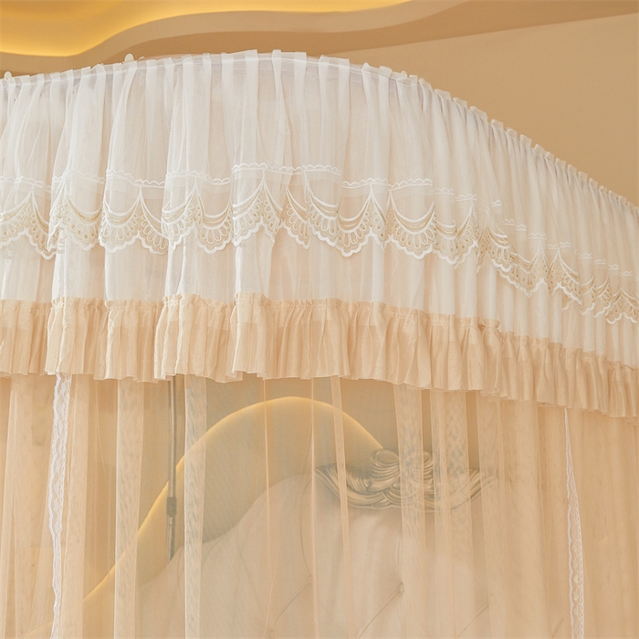 91家纺网 家纺一手货源 找家纺 迪凡保罗蚊帐 2025新款2513款双轨铝合金落地导轨蚊帐 杏仁色