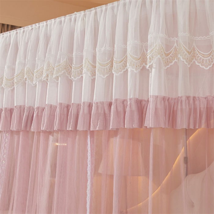 91家纺网 家纺一手货源 找家纺 迪凡保罗蚊帐 2025新款2513款双轨铝合金落地导轨蚊帐 樱花粉