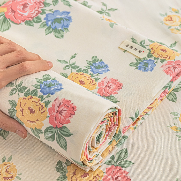 91家纺网 家纺一手货源 找家纺 芃成家纺 2025新款加厚老粗布床单 繁花