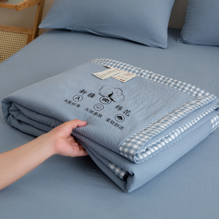 91家纺网 家纺一手货源 找家纺 帕芬鸟家纺 2025新款亲肤棉花夏被 星空蓝