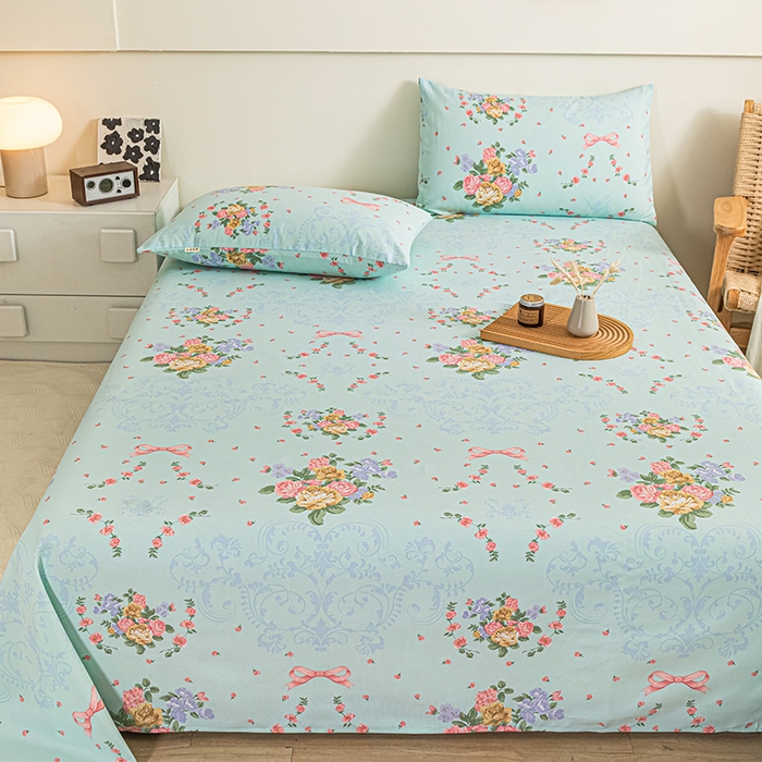 91家纺网 家纺一手货源 找家纺 芃成家纺 2025新款加厚老粗布床单 田园花卉