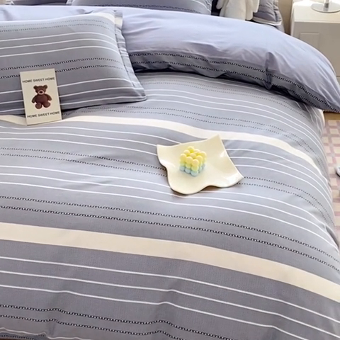 91家纺网 家纺一手货源 找家纺 天之爱 2025新款全棉印花四件套 芬利莱-灰