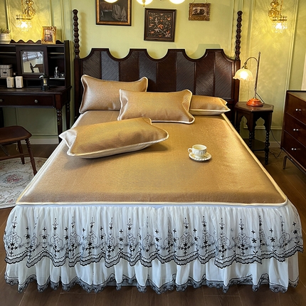 91家纺网 家纺一手货源 找家纺 （总）网红馆（ck家纺） 2025新款可脱卸床裙款冰藤席-盛夏繁星