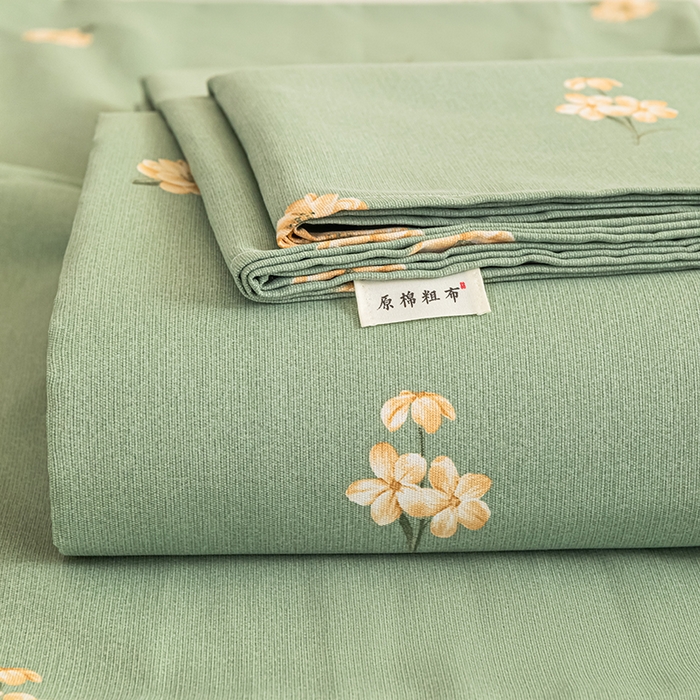 91家纺网 家纺一手货源 找家纺 芃成家纺 2025新款加厚老粗布床单 春意