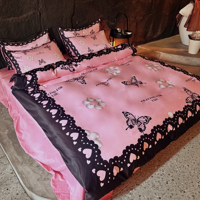 91家纺网 家纺一手货源 找家纺 丽斐纺织 2025新款冰丝四件套 梦蝶珠园