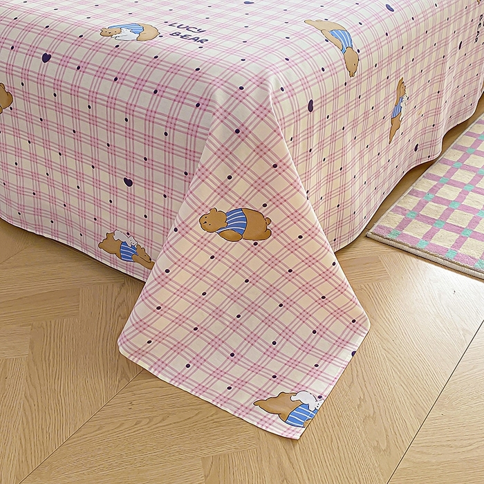 91家纺网 家纺一手货源 找家纺 天之爱 2025新款全棉印花单床单 趴趴熊