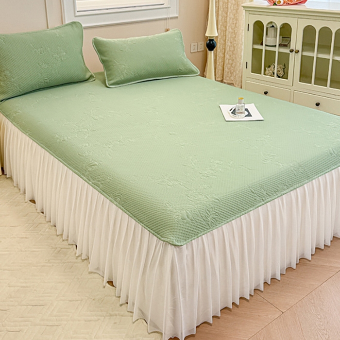 91家纺网 家纺一手货源 找家纺 布卢姆床垫 2025新款A类PE乙纶冰豆豆凉席床裙款 玫瑰花园