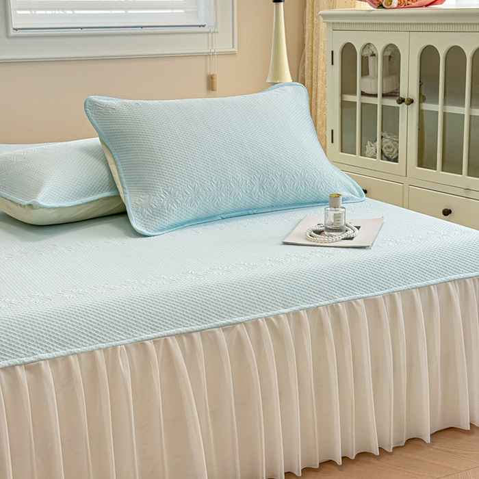 91家纺网 家纺一手货源 找家纺 布卢姆床垫 2025新款A类PE乙纶冰豆豆凉席床裙款 雪花