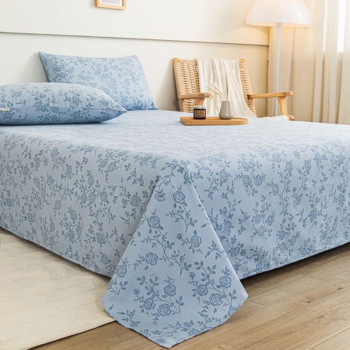 91家纺网 家纺一手货源 找家纺 芃成家纺 2025新款加厚老粗布床单 素秋-兰