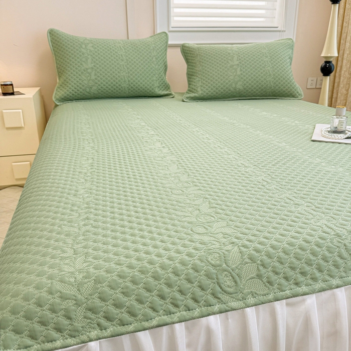 91家纺网 家纺一手货源 找家纺 布卢姆床垫 2025新款A类PE乙纶冰豆豆凉席床裙款 夏日藤萝 绿