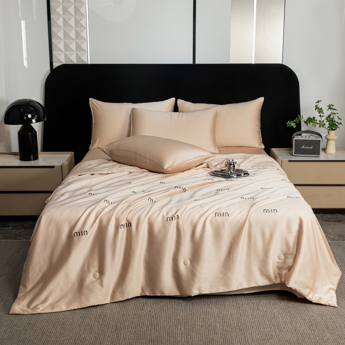91家纺网 家纺一手货源 找家纺 梦镜家纺 2025新款A类水洗真丝夏被四件套-minmin minmin香槟