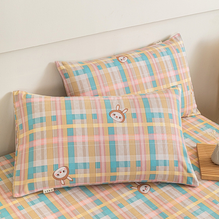 91家纺网 家纺一手货源 找家纺 芃成家纺 2025新款加厚老粗布床单 彩格兔