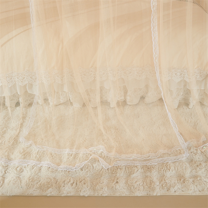 91家纺网 家纺一手货源 找家纺 迪凡保罗蚊帐 2025新款2513款双轨铝合金落地导轨蚊帐 杏仁色