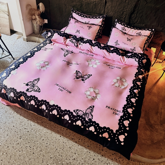 91家纺网 家纺一手货源 找家纺 丽斐纺织 2025新款冰丝四件套 梦蝶珠园