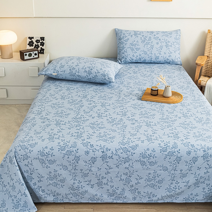 91家纺网 家纺一手货源 找家纺 芃成家纺 2025新款加厚老粗布床单 素秋-兰