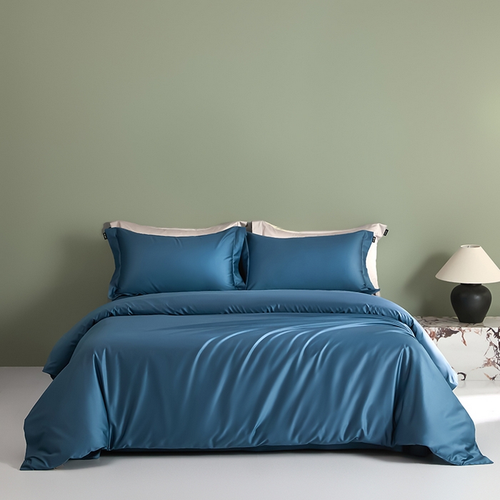 91家纺网 家纺一手货源 找家纺 禾时 2025新款轻奢A类100SPro新疆长绒棉四件套全棉纯棉高定款 宾利蓝