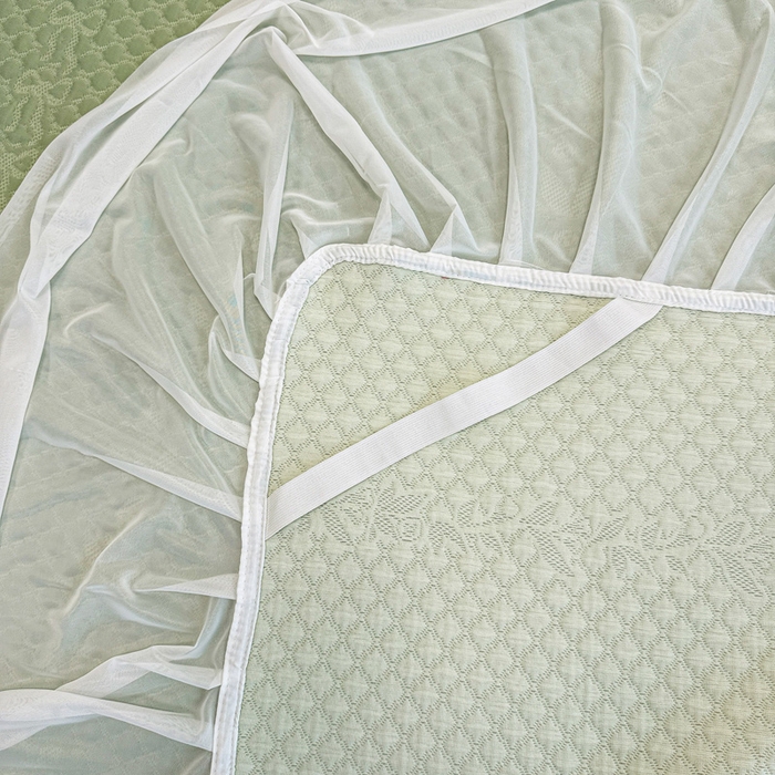 91家纺网 家纺一手货源 找家纺 布卢姆床垫 2025新款A类PE乙纶冰豆豆凉席床裙款 夏日藤萝 绿