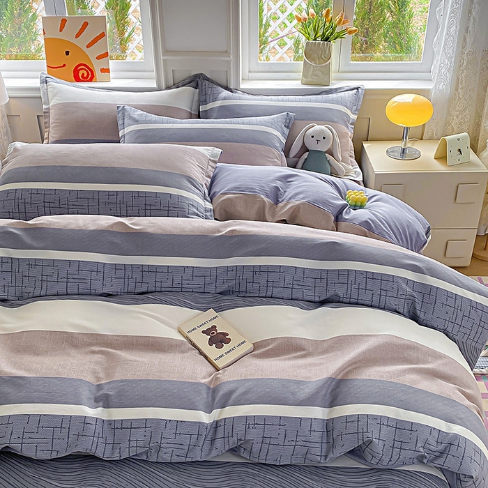 91家纺网 家纺一手货源 找家纺 天之爱 2025新款全棉印花四件套 布兰卡-灰