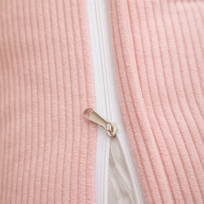 91家纺网 家纺一手货源 找家纺 沐沐家纺 2026新款灯芯绒三角靠背带头枕 樱花粉