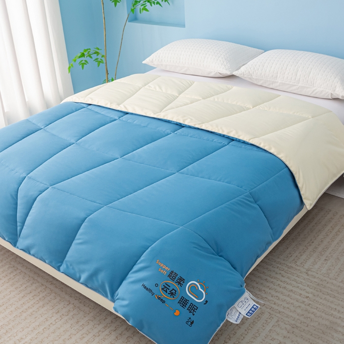 91家纺网 家纺一手货源 找家纺 好老表被业 2025新款超柔云朵被芯零压被子 超柔云感被蓝米