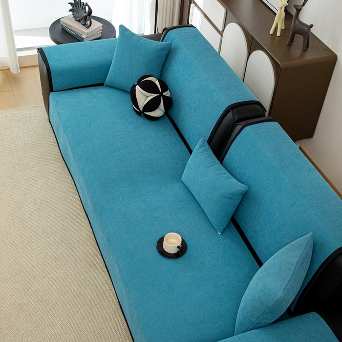 91家纺网 家纺一手货源 找家纺 沐沐家纺 2026新款沐春沙发垫 海风蓝