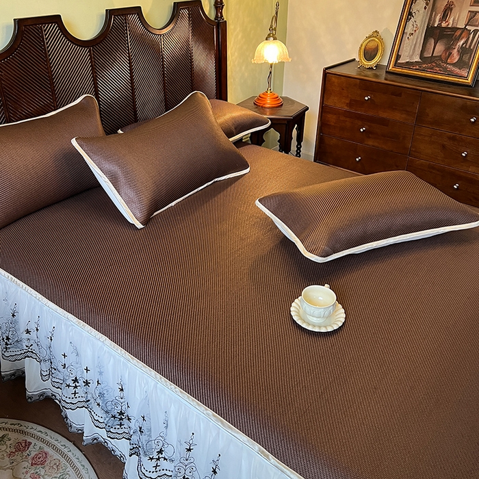 91家纺网 家纺一手货源 找家纺 网红馆（ck家纺） 2025新款可脱卸床裙款冰藤席-盛夏繁星 深咖