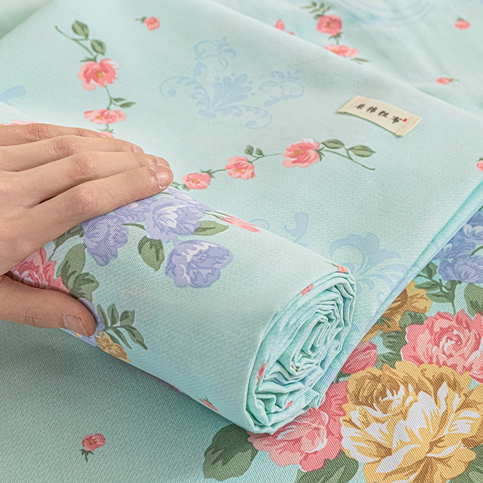 91家纺网 家纺一手货源 找家纺 芃成家纺 2025新款加厚老粗布床单 田园花卉