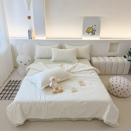 91家纺网 家纺一手货源 找家纺 （总）吾欢心 2025新款水洗双层纱夏被四件套