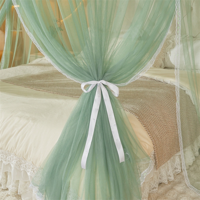 91家纺网 家纺一手货源 找家纺 迪凡保罗蚊帐 2025新款2513款双轨铝合金落地导轨蚊帐 抹茶绿
