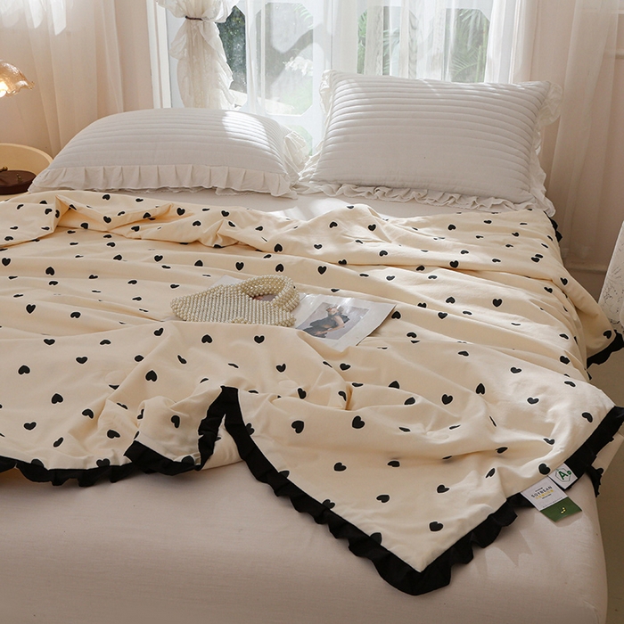 91家纺网 家纺一手货源 找家纺 （总）薇玛仕 2025新款韩版宽边水洗棉大豆夏被赫本风亲肤柔软夏季薄被子